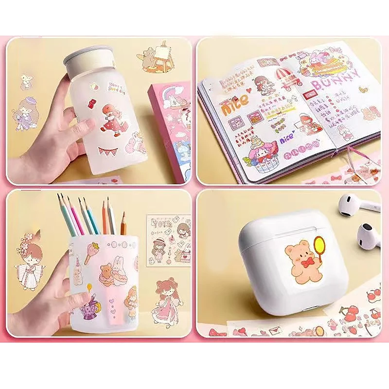 50pcs Waterproof PET Cartoon Cute Stickers Children Handbook Decoration Kawaii Stickers Korean Stationery Supplies cartoon stickers kawaii stickers decorative stickers