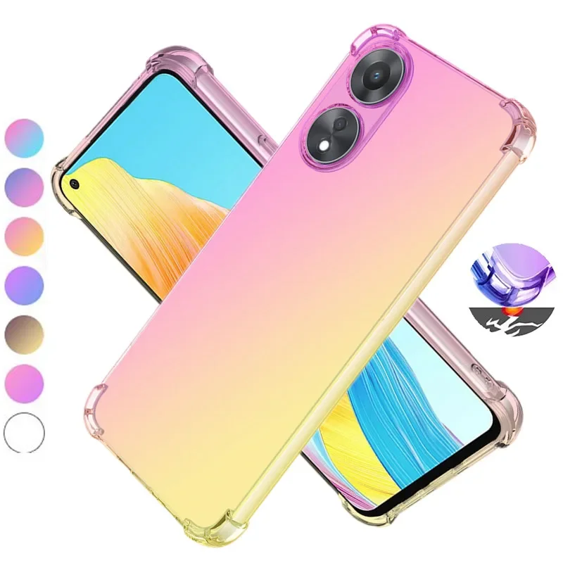 Gradient Airbag TPU Case for OPPO A79 5G A38 A18 A98 A78 A17K A57S A77 A96 A76 A16K A54S Protective Cover Shockproof Funda Coque