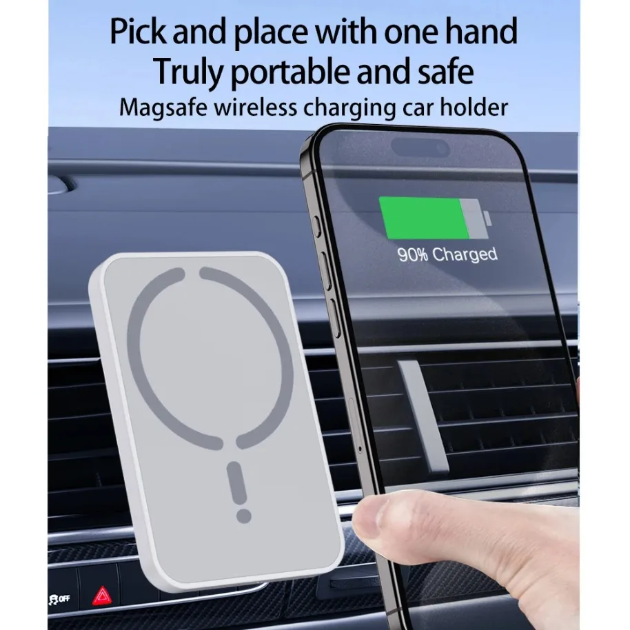 100W Magnetic Wireless Car Charger Air Vent Clip Phone Holder For Magsafe iPhone 16 15 14 13 12 Pro Max Car Fast Charging Stand