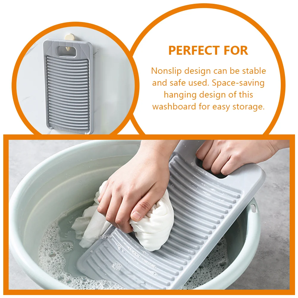 Artificial Washboard Anti-slip Hangable Laundry and Artifact (grey) Miss Portable Drying Rack Cloth Pp Washing Small for Travel 3