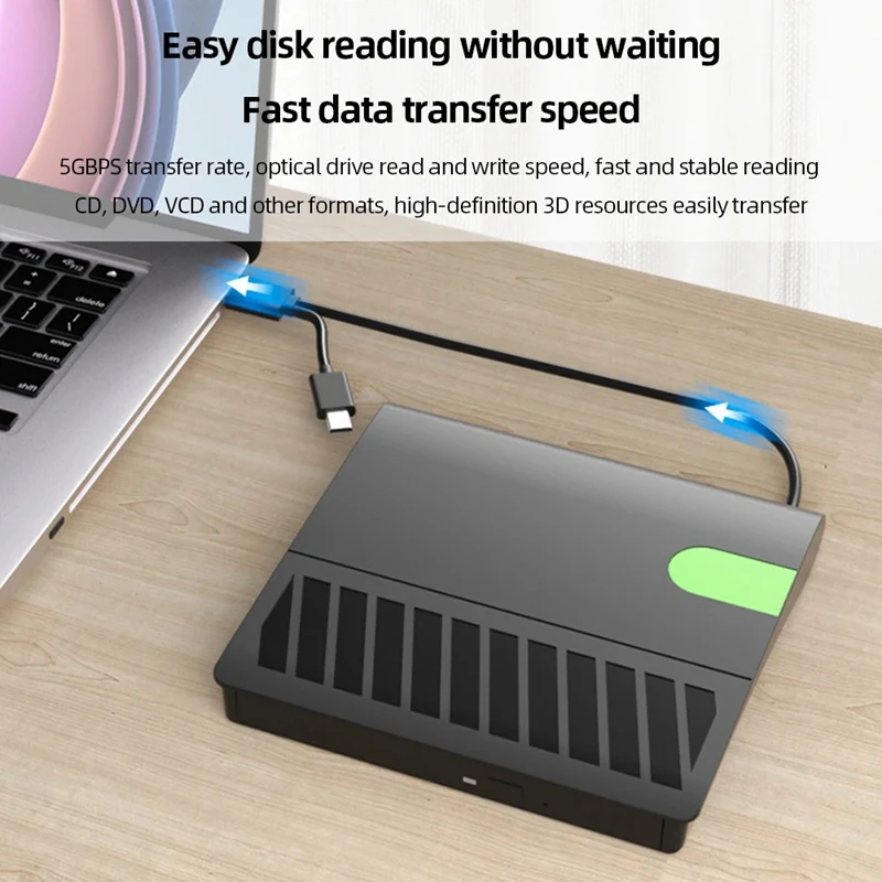 핫 USB 3.0 C타입 슬림 외장 DVD RW CD 라이터 드라이브, 버너 리더 플레이어, 광학 드라이브, 노트북 PC DVD 버너용