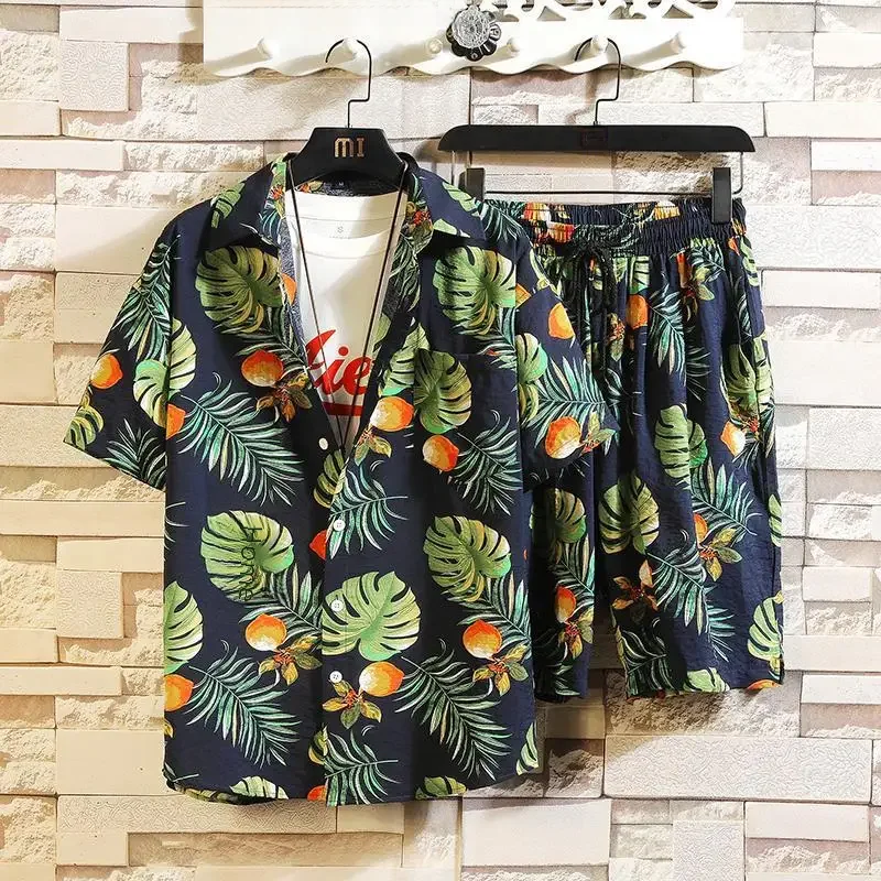 Shirt and Shorts Set Men's Short Sleeve For Beach Vacation