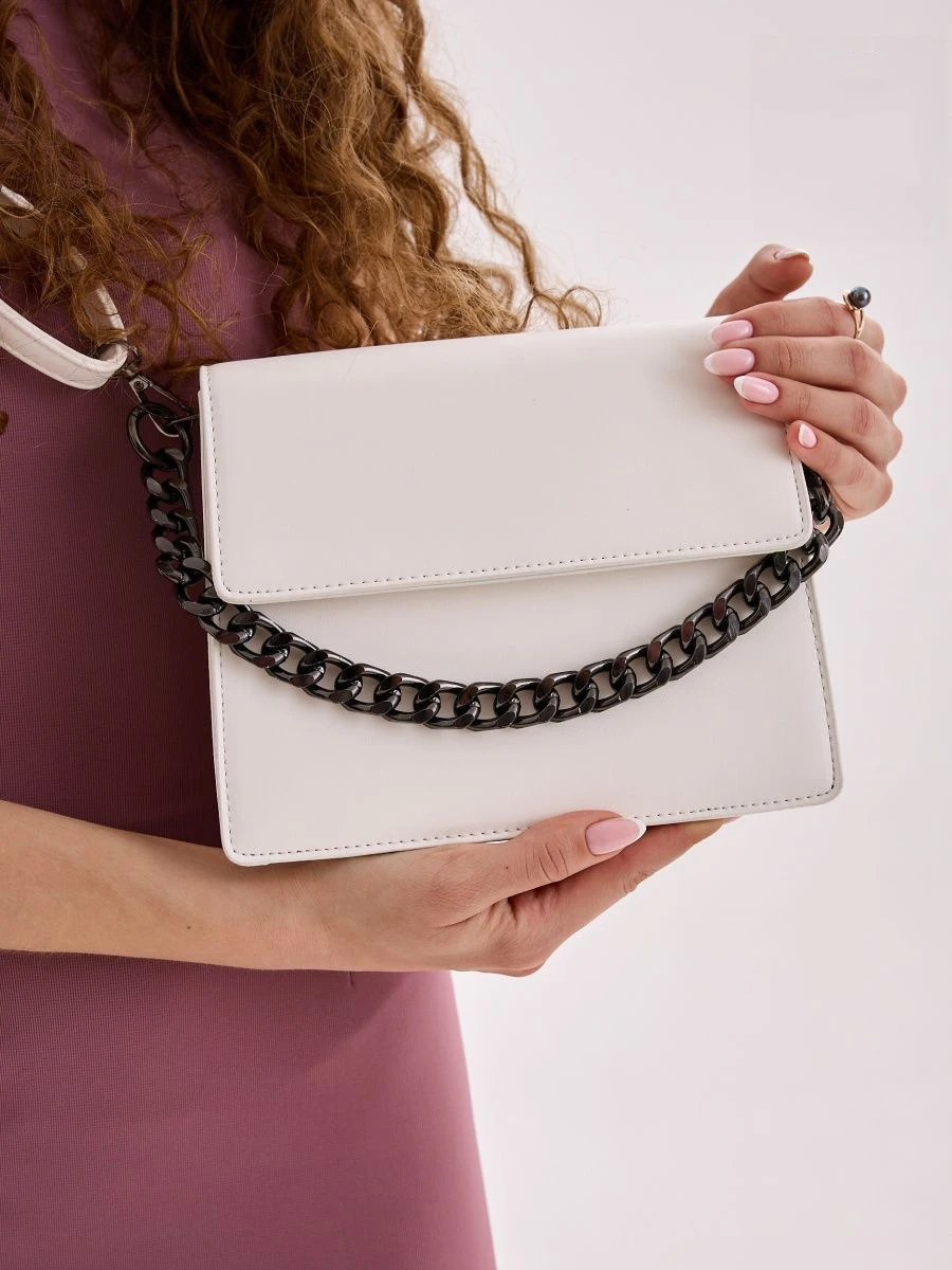 High Quality Fashion Thick Chain Female Shoulder Bag Solid Color Women PU Leather Crossbody Bag Underarm Bag