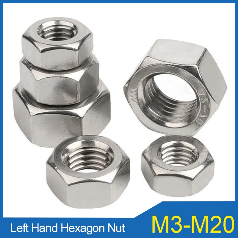 304StainlessSteelLeftHandThreadLockNutM3M4M5M6M8M10M12