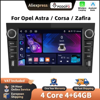 Podofo Radio inalámbrica Carplay Android de 7 pulgadas para Opel Astra/Corsa/Zafira, sistemas inteligentes para coche, navegación GPS, BT, FM/RDS, 2din, autorradio, unidad principal, SWC, sistemas inteligentes para coche, estéreo multimedia, EQ, Mirrorlink 1