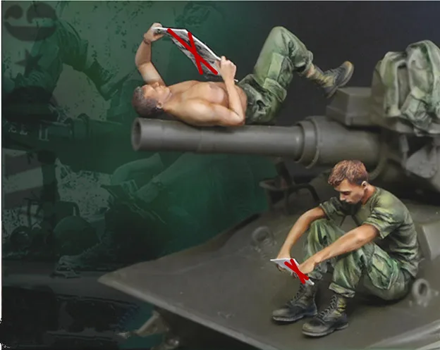 

1:35 Resin Model Soldiers 2 US Troops Stationed In Need Manual Painting Model Assembly Kit