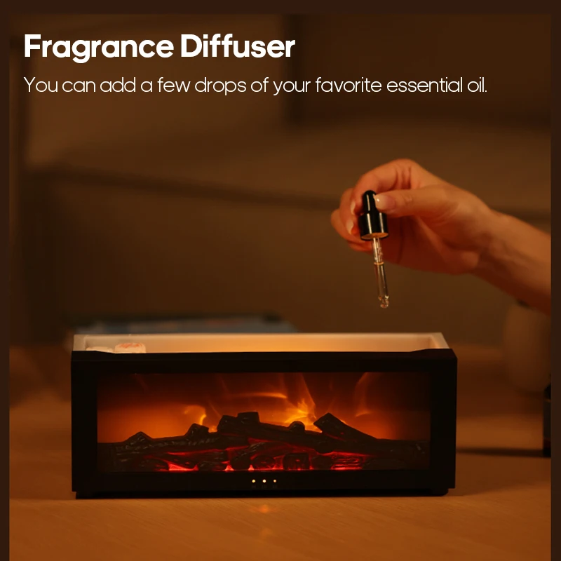 Fireplace Aroma Diffuser Creative Flame Humidifier Waterless Auto-Off Protection with Remote and Realistic Fireplace Night Light 5