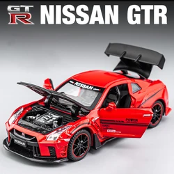 Nissan GTR Alloy Car Model with Sound & Light - Pull Back Toy Collectible (R35 Red)
