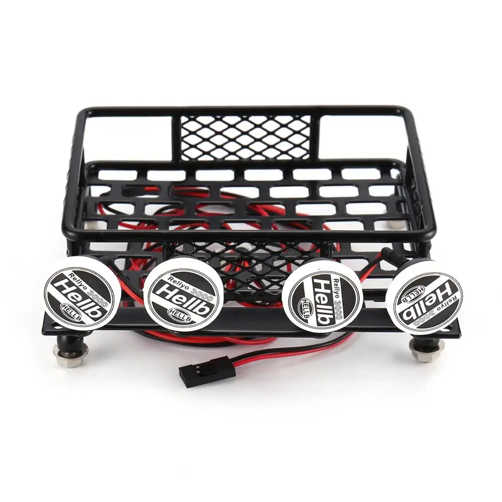 

RC Car Roof Rack Luggage Carrier General Type With 4 Round LED Light Bars Truck Crawler For CC01 CR01 SCX10 RC4WD