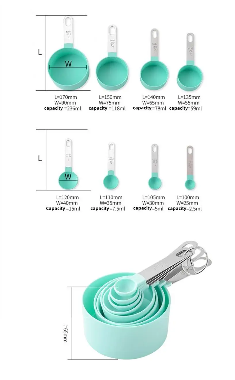 Description Picture 6 of item8PCS Measuring Cups Spoons Set For Baking Cake Pastry Cooking Utensils Kitchen Tools Accessories Gadget Sets Ustenes of Cuisine
