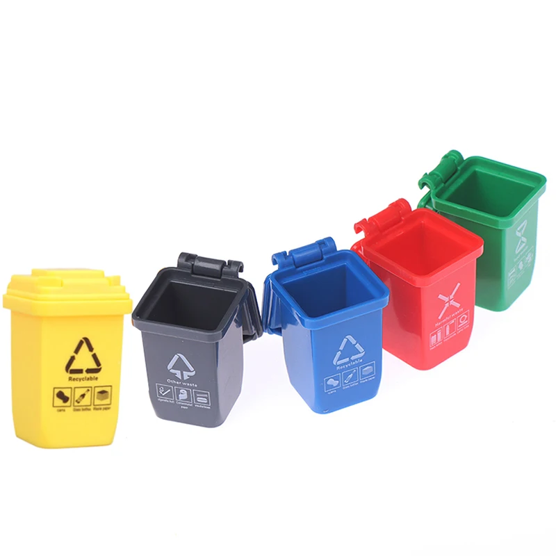 5pcs/set 1:12 Dollhouse Miniature Trash Can Model Furniture Accessories For thumbnail 3