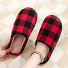Classic Women Black Red Plaid Cotton Slippers Non-slip Winter Checkered Retro Christmas Gift Indoor Slides Home Cotton Shoes 4