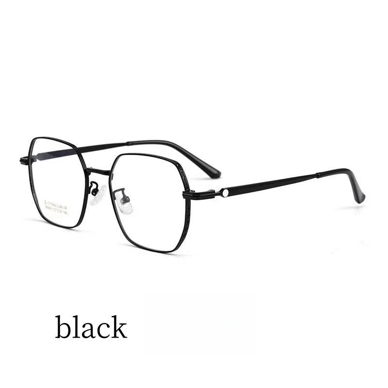 

52mm Fashion Glasses Women's Comfortable Vintage Polygon Pure Titanium Eyewear Prescription Eyeglasses Frame For Men 95960BT