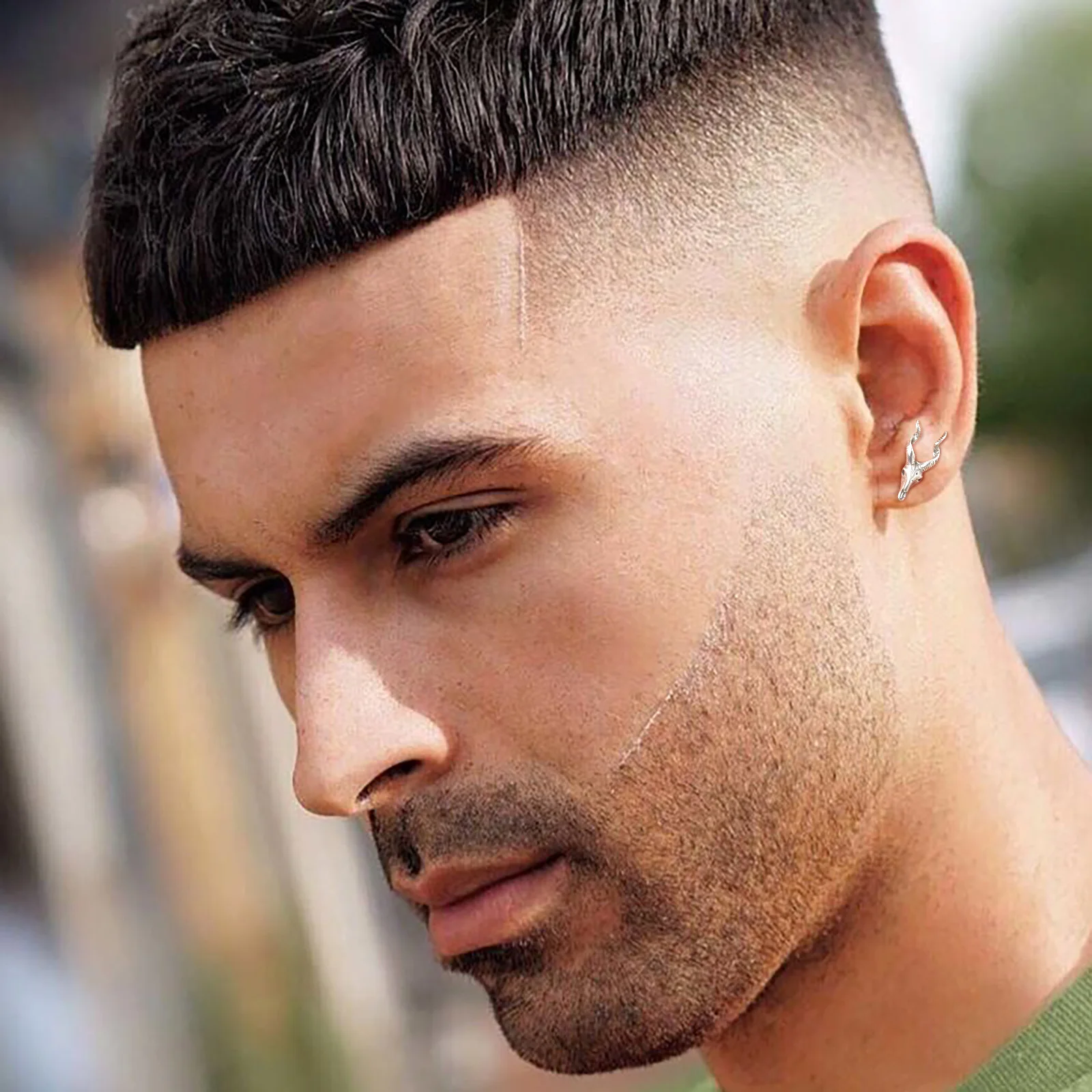 Mprainbow Punk Goat Earrings for Men Boy,Retro Metal Goat Head Skull Skeleton Stud Earrings, Cool Animal Earring Jewelry