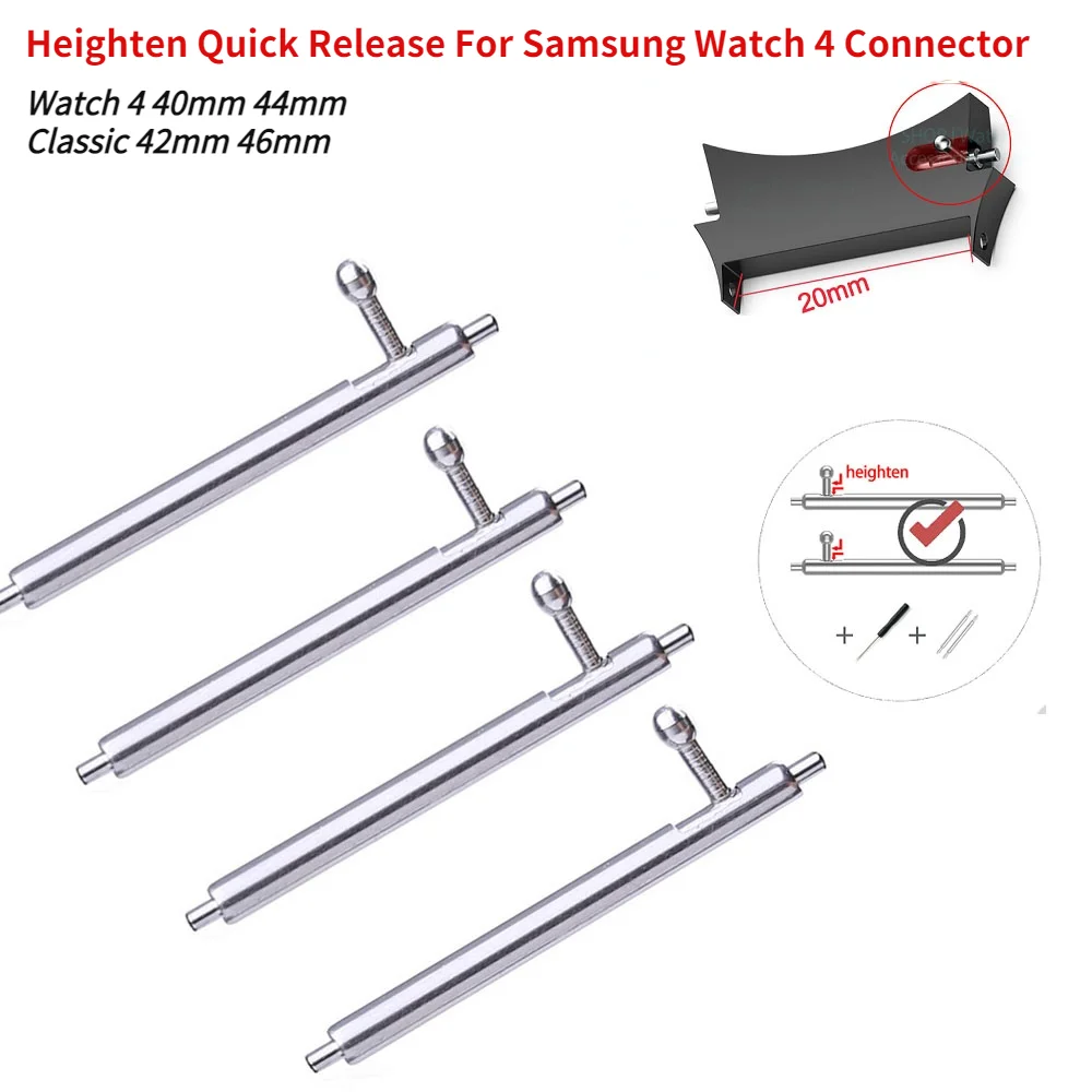 

Heighten Quick Release Pins for Samsung Galaxy Watch 4 classic 46mm 42 Connector Stainless Steel Pins for Watch4 Metal Adaptor