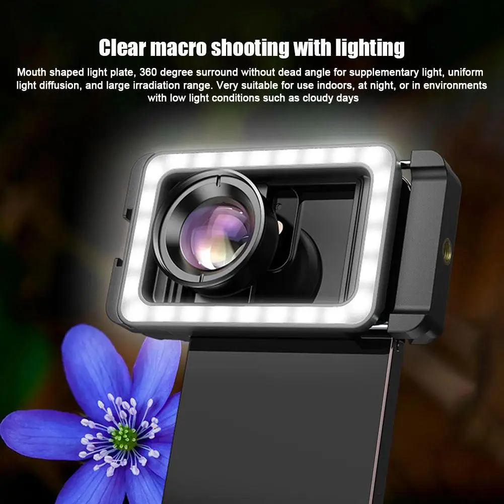 

Multi-function 3-in-1 Mobile Phone Clip Lens Clip Light Interface Wide Innovation Thread Lens Double Compatibility Design F I3D7
