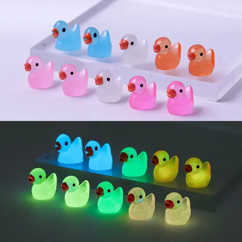 Miniature Duck Figurines 100/50Pcs Yellow Ducks Luminous Ornament For Fairy Garden Landscape Home Decor