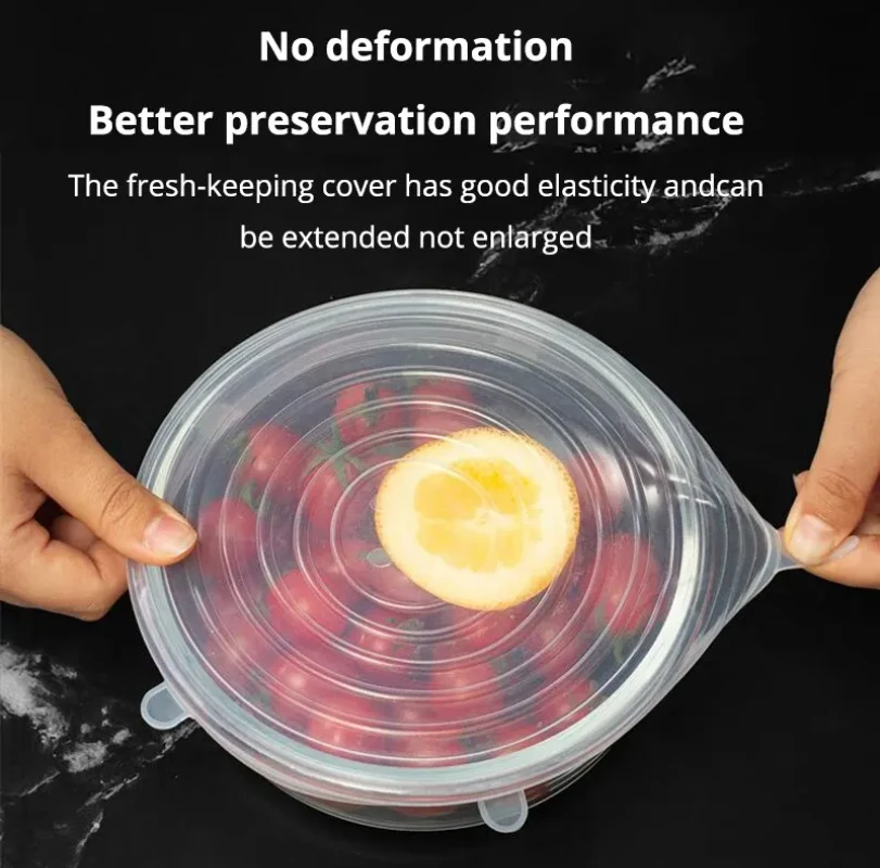 MOZHOU Transparent Silicone Kitchen 6Pc/Set Utensils Fresh-keeping Stretch Universal Bowl Cover Refrigerator kitchen accessories