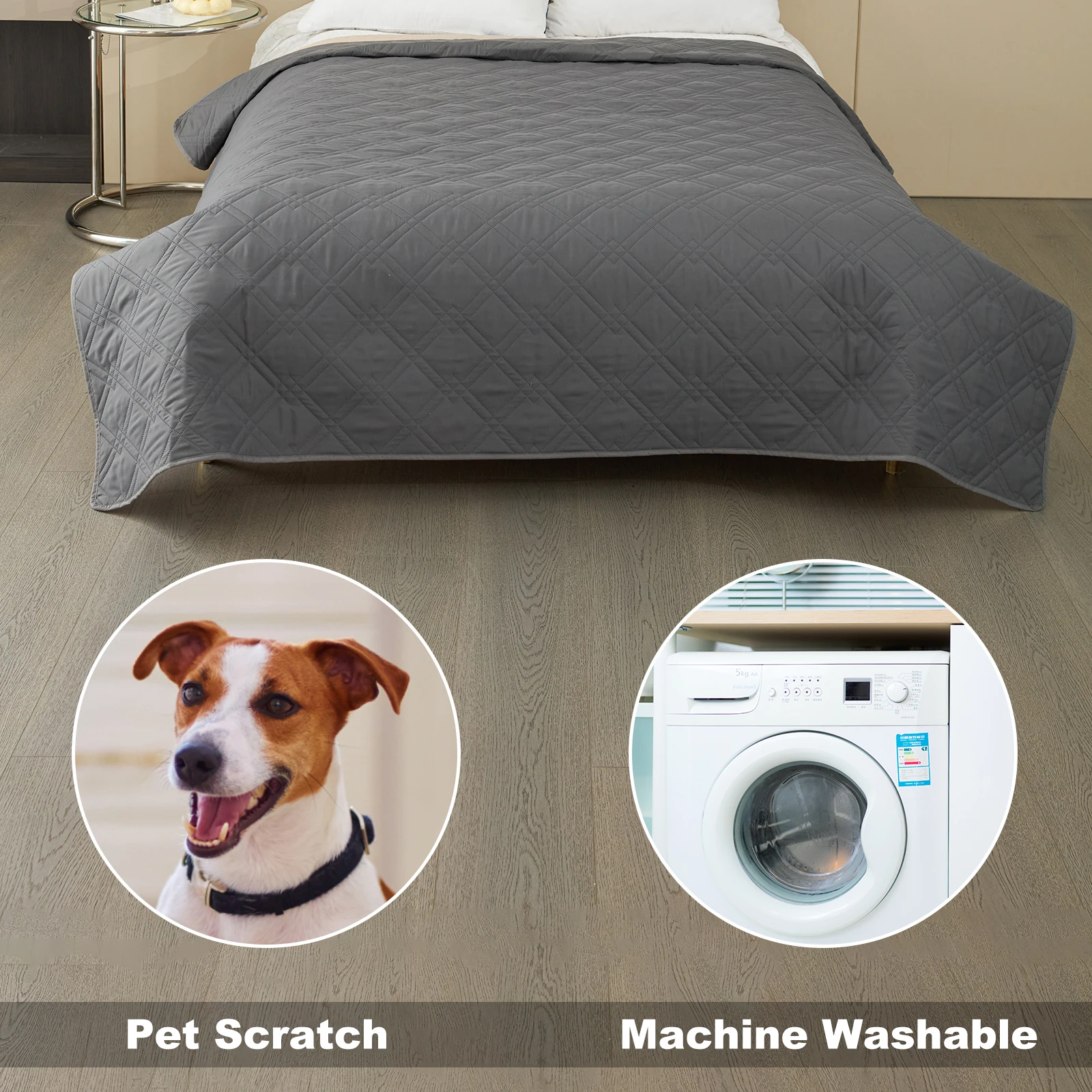 Waterproof Dog Bed Cover with Back Silicone Rubber Washable Pet Blanket Cover Durable Dog Bed for Furniture Couch Sofa