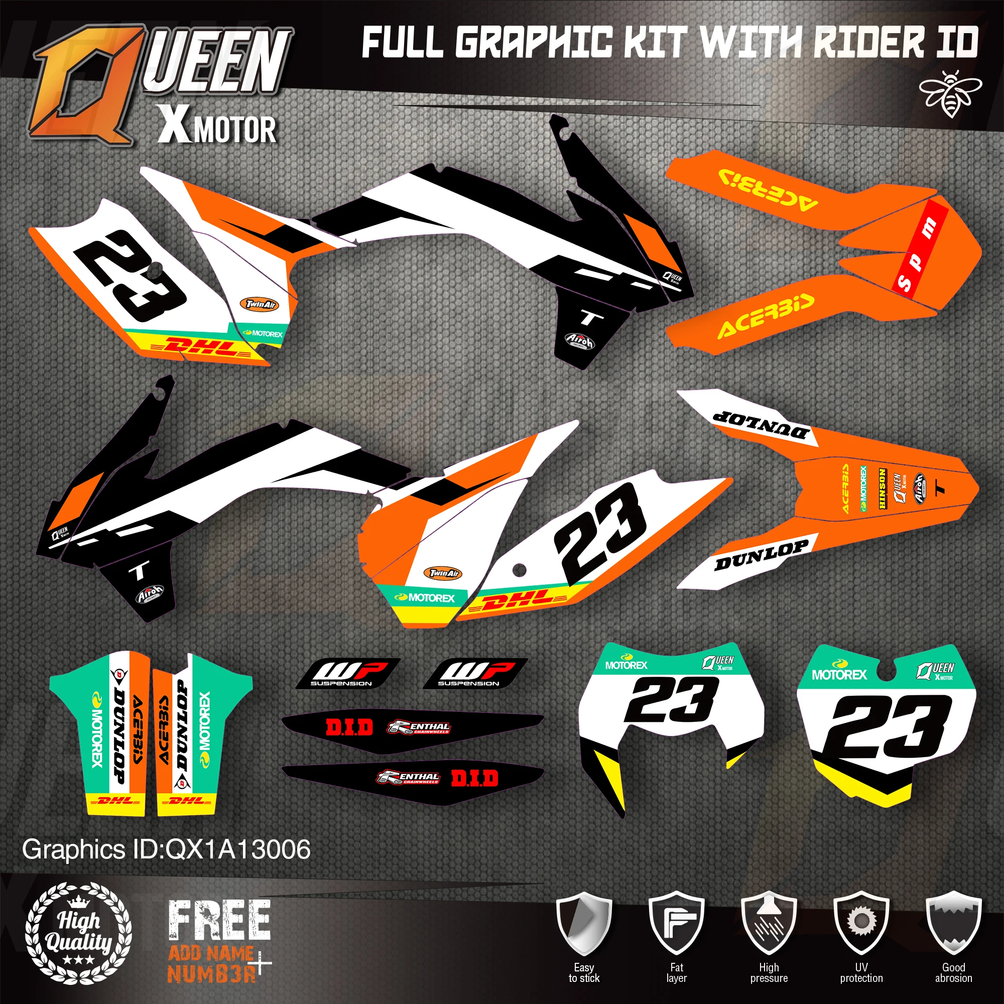 

QUEEN X MOTOR Custom Team Graphics Decals Stickers Kit For KTM 2013 2014 2015 SX SXF , 2014 2015 2016 EXC XC-W EXC-F 006
