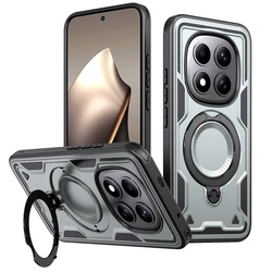 Military Drop - proof Hard PC+TPU Case with 360° Adjustable Ring Stand - Enhanced Protection Cover for Redmi Note 15 4G (Grey)