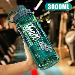 Eco-Friendly Large Capacity Sport Water Bottle with Filter - BPA-Free Portable Fitness Drink Kettle (3000ML star green)