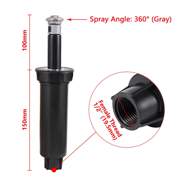 1/2" Female Thread Pop-up Sprinklers Garden Lawn Irrigation Scattering Sprinkler 360° 45°~270° Buried Automatic Lift Nozzle 2