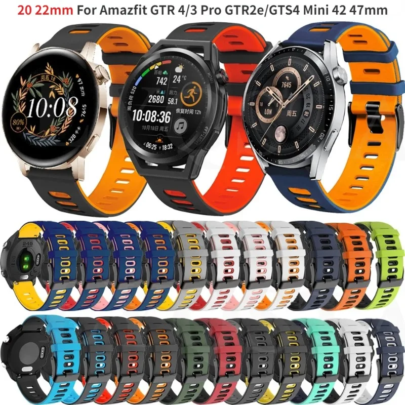 

Ремешок силиконовый для Xiaomi Amazfit GTR 3/4 GTS 2e/Mini 42 47 мм, браслет для часов GTS3 GTR3 Pro, 20 мм 22 мм