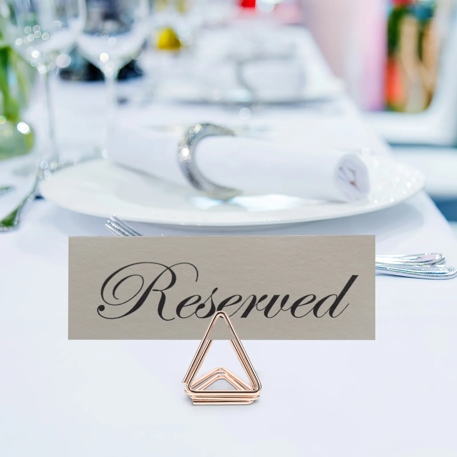 Wedding Table Number Holders Card Creative Wire Gold-plated Desktop Note Message Seat 6pcs Water Lily Rose Party Favor Clips