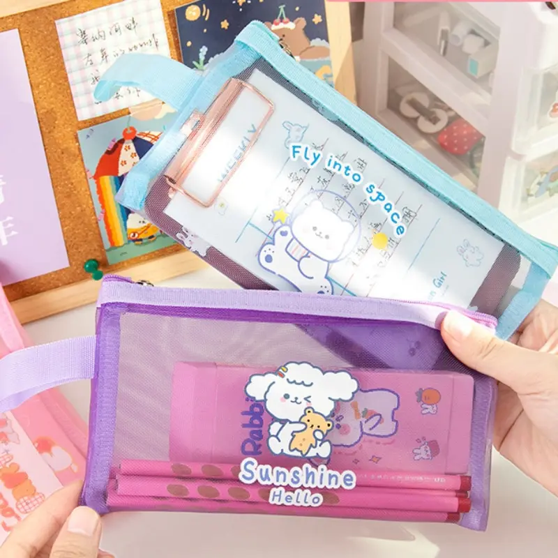 1pc Clear Pencil Case & 3pcs Random Sticker