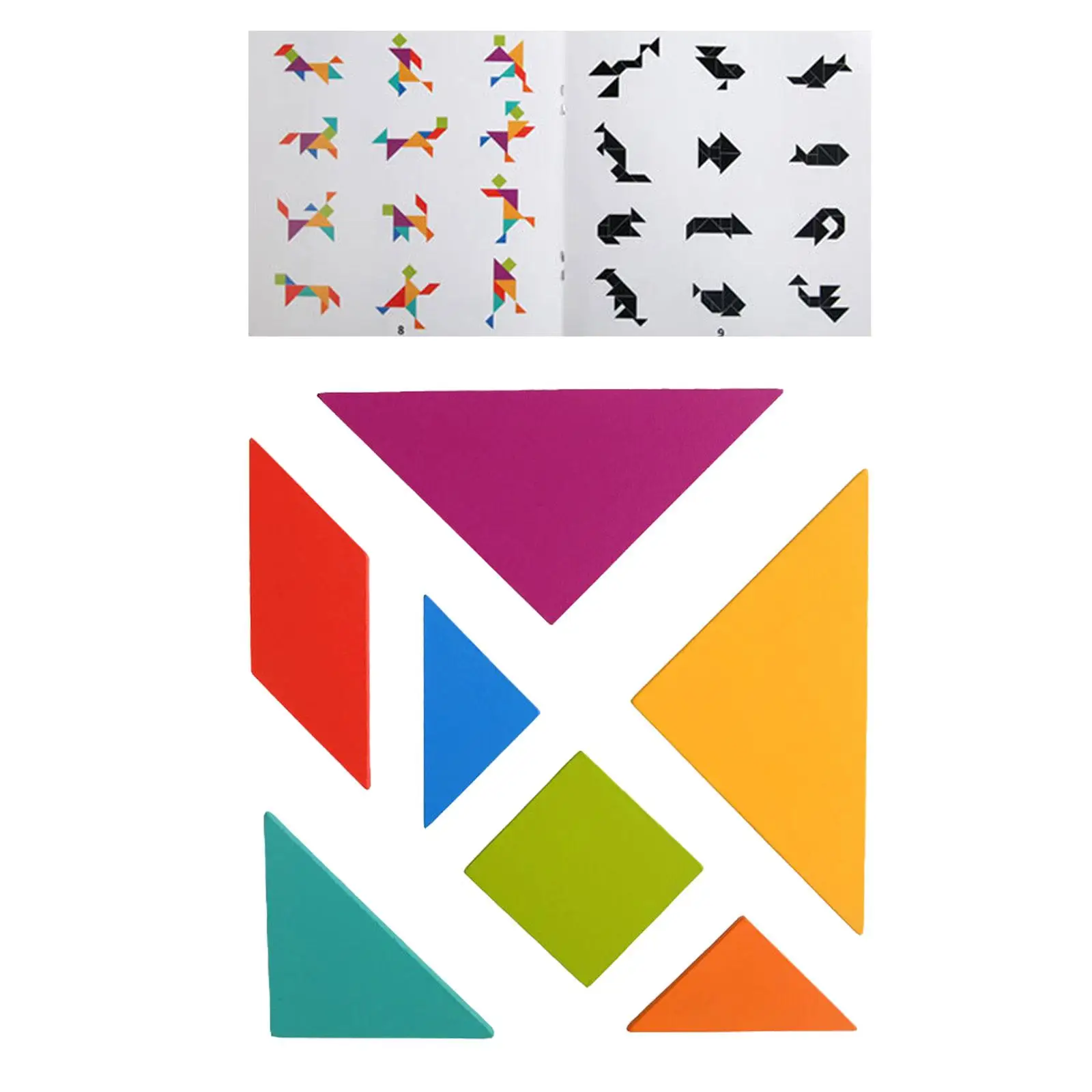 

Geometric Shapes Blocks Pattern Blocks with Cards for Classroom Kids Toddler