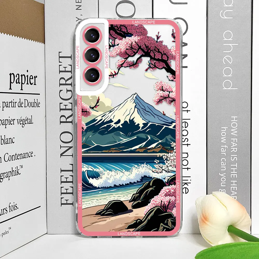 Retro Japanese Landscape Waves Aesthetic Phone Case - Soft Cover