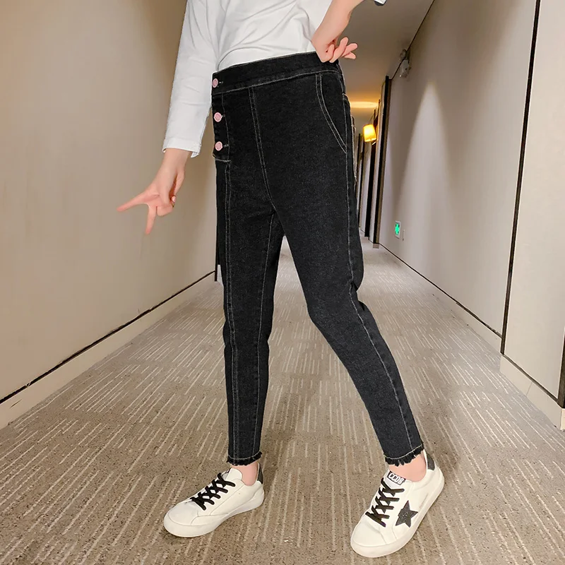 

Autumn Kids Jeans For Teenage Girls Pants Children Denim Trousers 3 buttons jeans Teen Clothes Spring Clothing 3 4 6 7 9 10 12y