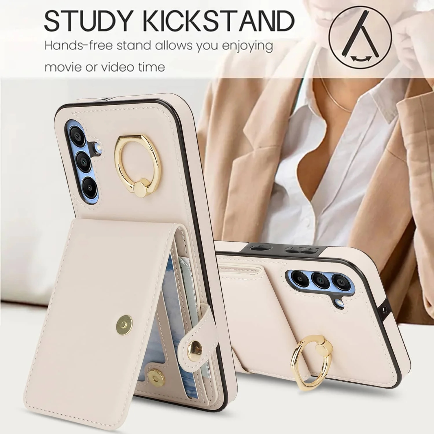 Elegant Flip Folio Wallet Case with Card Holder - Premium PU Leather Cover