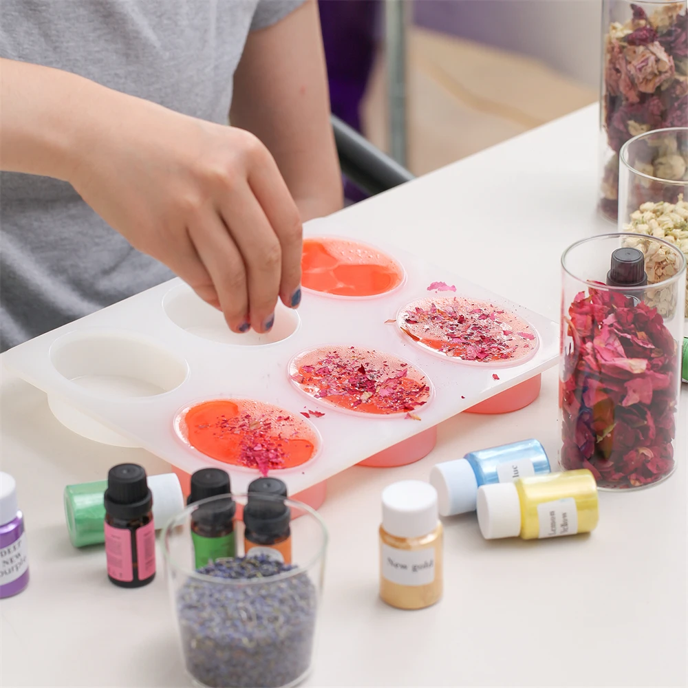 GBhouse Boowan Handmade Soap Making Kit DIY Supplies 6 Color Soap Pigment Liquid Colorant Base Dried Flowers Kit