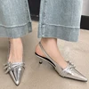 Pumps 2025 Pointed Toe Shallow Ladies Heels Shoes Female Fashion Slingbacks New In Medium Heels Shoes For Women Footwear Mules 5
