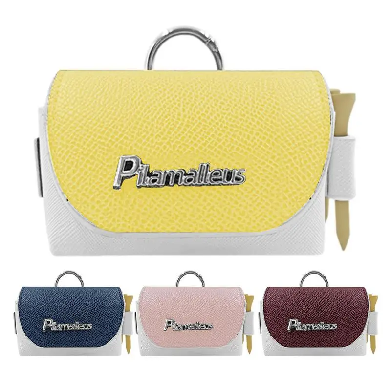 

Portable Mini Golf Ball Bag waterproof PU leather Golf Ball Waist Bag with Carabiner Holder Storage 2 Balls for Golfer Gifts