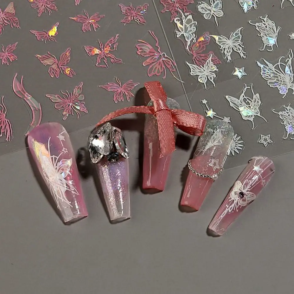 Long Lasting Laser Nail Stickers Glitter Shining Y2K Nail Art Decoration Nail Art Decoration Adhesive Slider Nail Art Decal