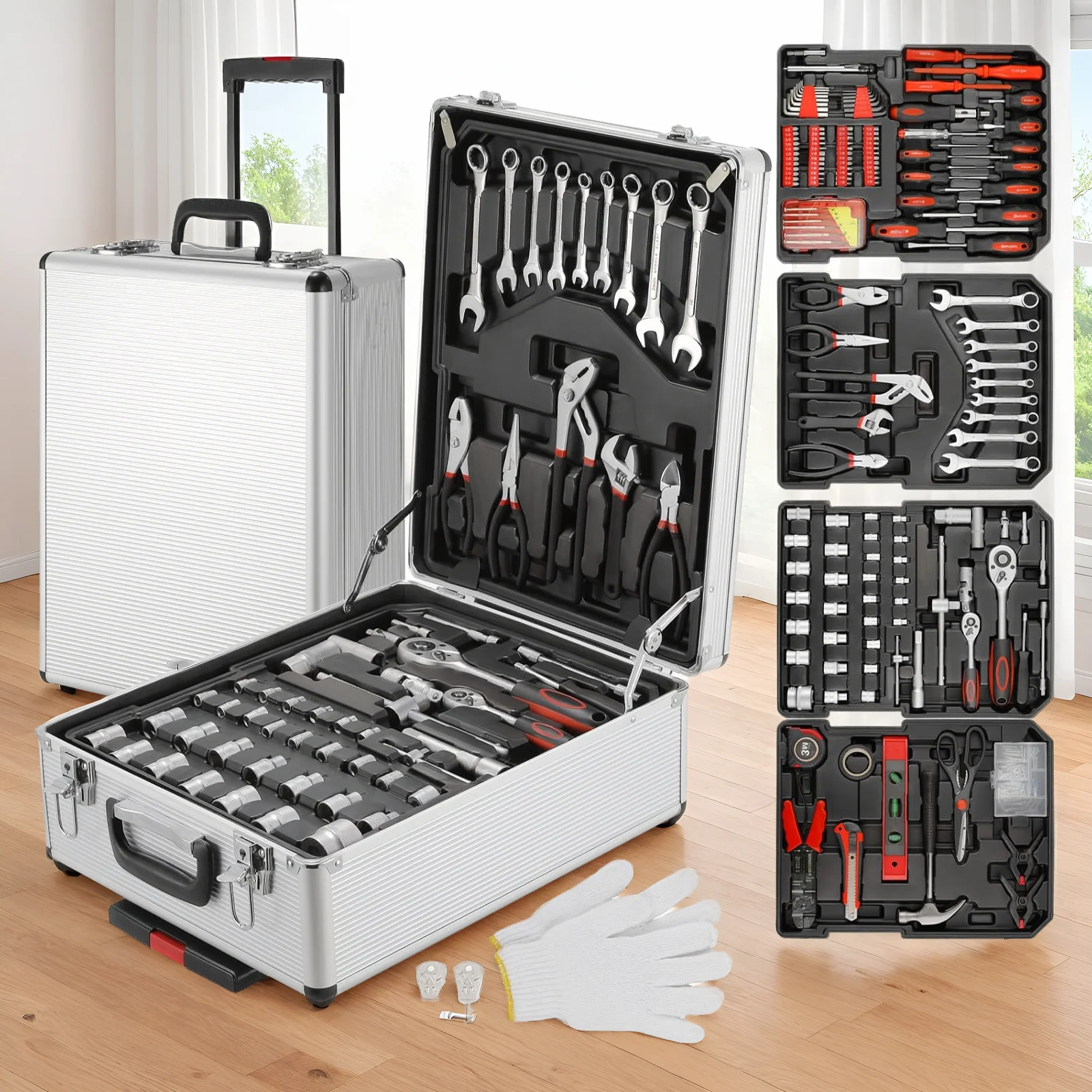 799pcs Tool Kit,Tool Trolley Case,Mechanics Box,Home Repair Toolbox,Portable DIY Set