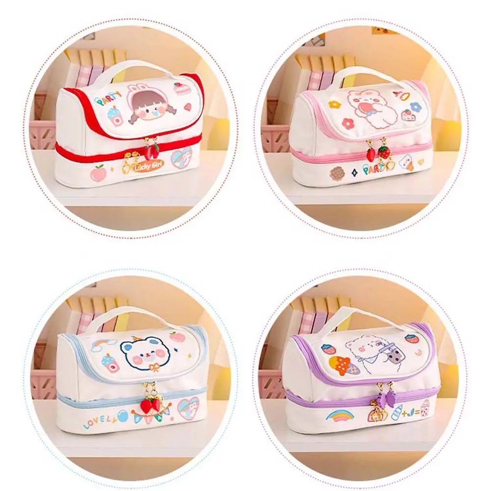 학생용 귀여운 PVC 필통, 대용량 방수 연필 가방, 한국 문구류, 학용품