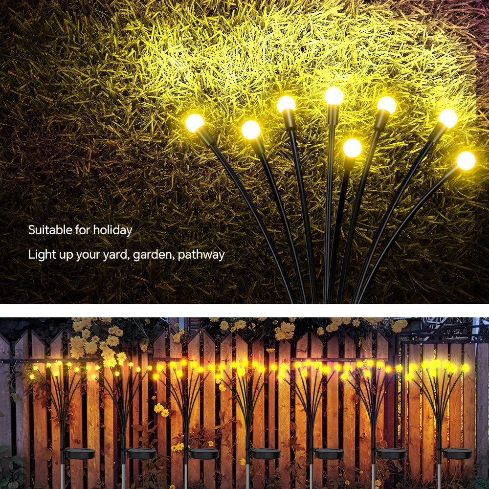 2 Pack Solar Firefly Lights Outdoor, Waterproof Color Changing Solar Garden Light for Yard, Patio Pathway, Lawn & Holiday Decors