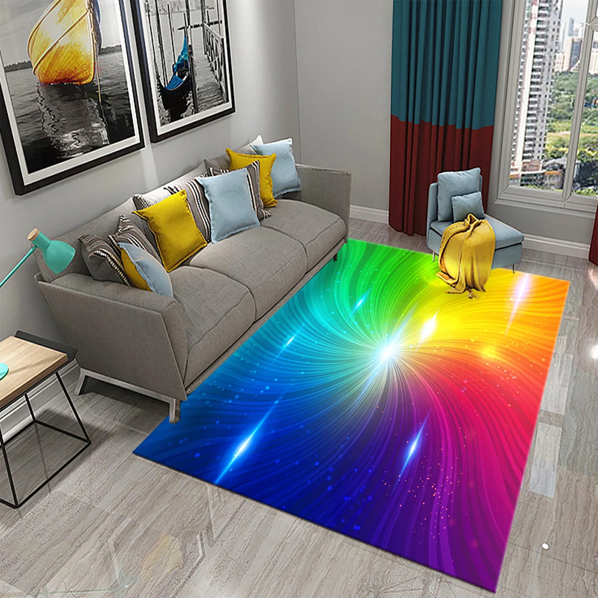 ラグ Flower Floor Mat Rainbow TAKASHI MURAKAMI - FLOWER FLOOR MAT - ECRU BEIGE x RAINBOW