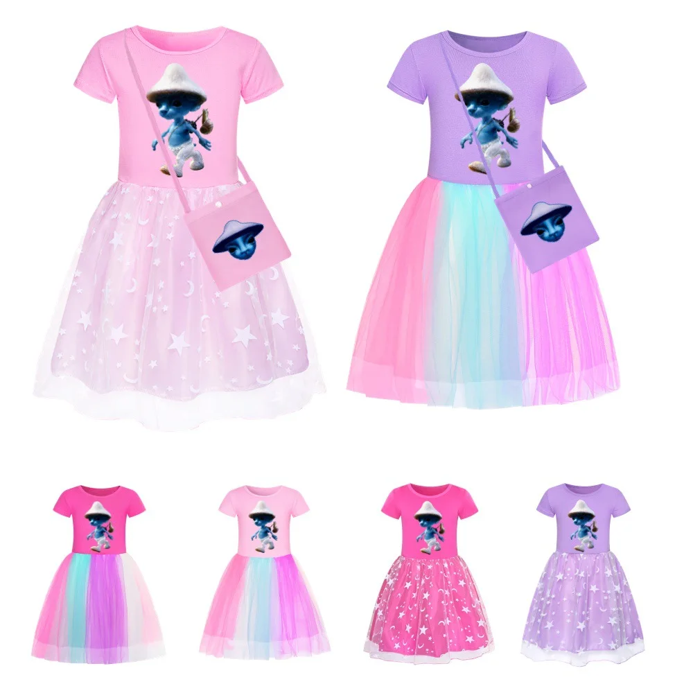 

Шайлушай Cat Clothes Kids Shailushai Cats Dress Baby Girls Wedding Party Princess Vestidos Toddler Girl Short Sleeve Dress & bag