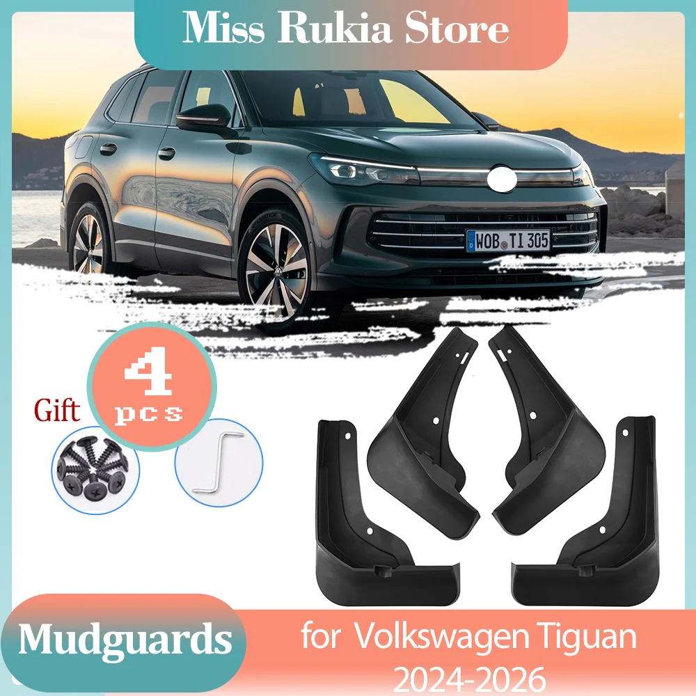 Paraspruzzi Auto Per VW Tiguan R-Line 2023-2024 - Set Di 4 Accessori In PP Resistenti Per Styling E Protezione