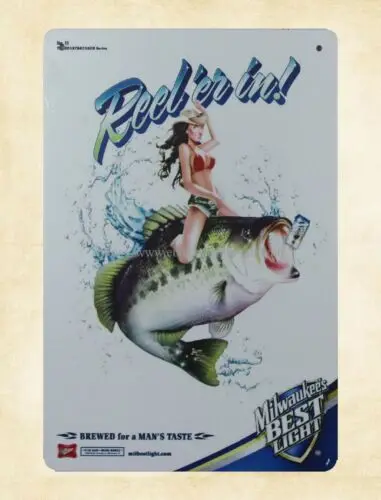 

Старая стена пиво мужской вкус сексуальная девушка большая рыба металлический жестяной знак