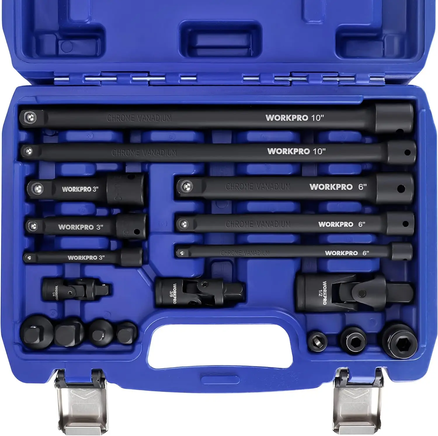 

18-Pieces Drive Tool Accessory Set, Includes Socket Adapters, Socket Extension Bar, Swivel Universal Joints and Impact Coupler