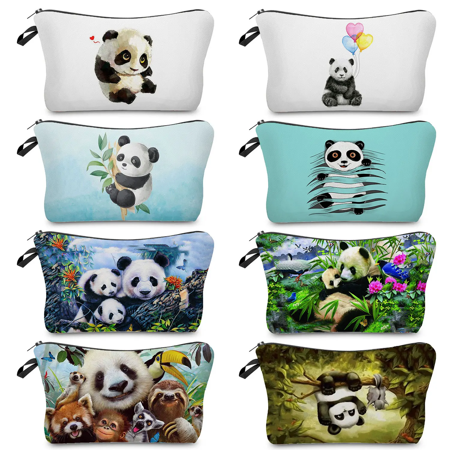 

High Quality Customizable Chinese Style Women's Cosmetic Bag Casual Travel Toiletry Bag Cute Panda Print Makeup Bag Personalized