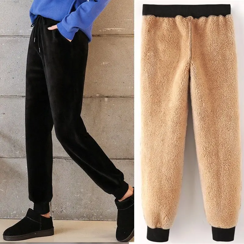 

Casual Women's Cashmere Slim-fit Trousers, Women's Casual Warm Harem Pants, Ladies Thick Lining Wool Winter Sports Pants