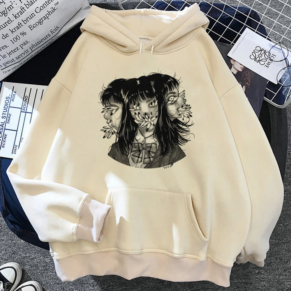 

Junji Ito hoodies women Fleece japanese funny Pullover tracksuit female Winter clothes