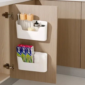 Scaffale portaoggetti adesivo a parete da cucina scatola portaoggetti multifunzionale per porta dell'armadio sotto lavello ripiano per cassetto organizzatore per bagno